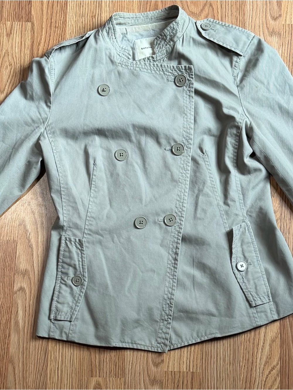 Banana Republic Women's Light Gray Double-Breasted Trench Jacket